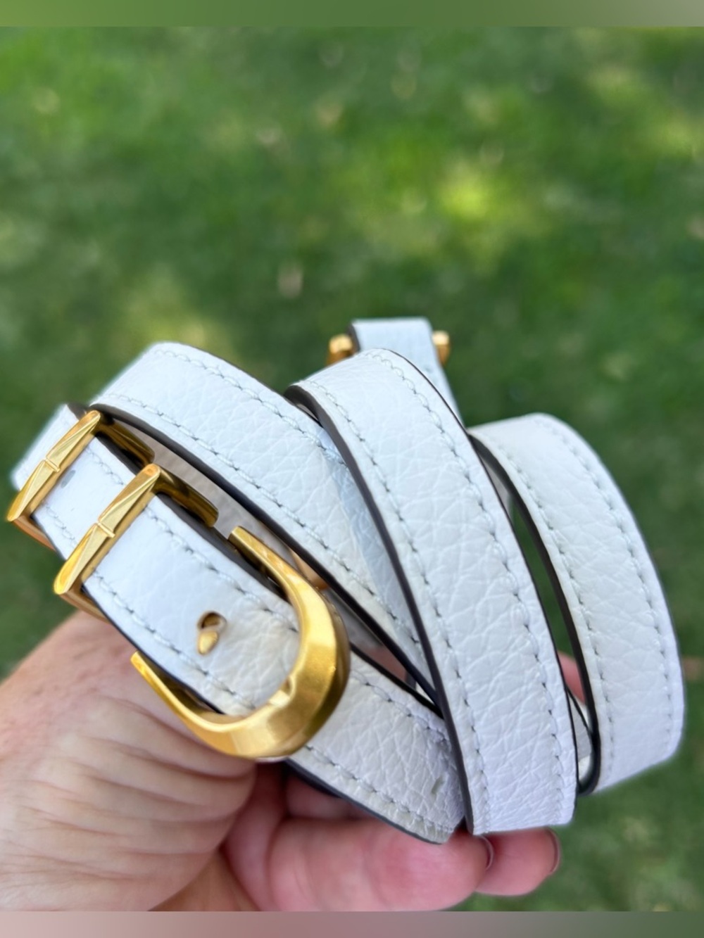 Donna Karan White Leather Crossbody Purse Strap Replacement Strap Gold Hardware